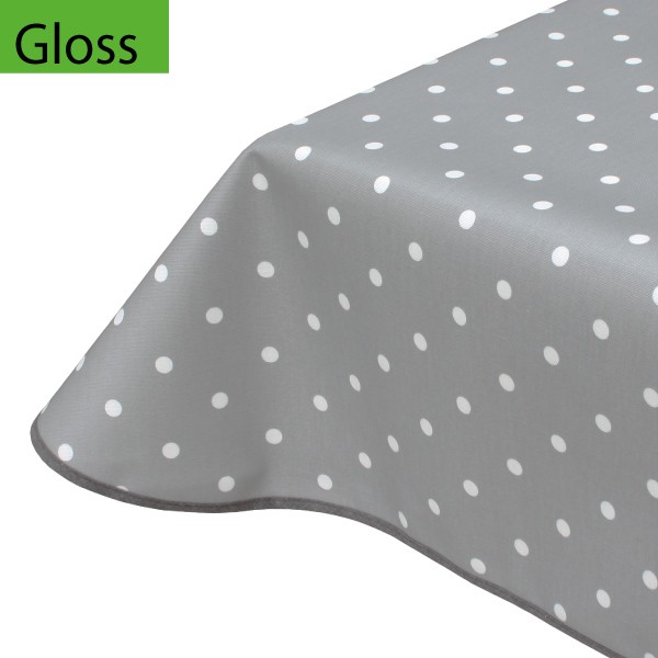 CLEARANCE Spotty Grey Gloss, Matt Oilcloth Tablecloth OC396