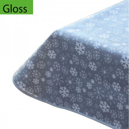 Snowy Grey, Gloss Oilcloth Tablecloth