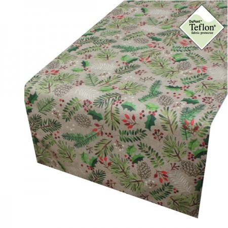 Wipeclean Christmas Table Runner Holly