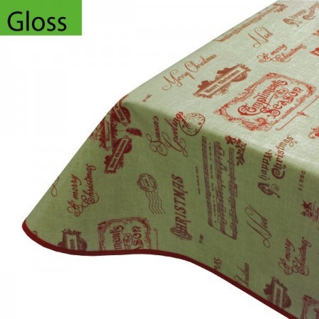 CLEARANCE Christmas Script, Gloss Oilcloth Tablecloth