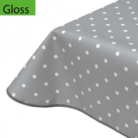 CLEARANCE Spotty Grey Gloss, Matt Oilcloth Tablecloth