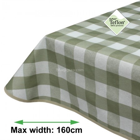Soft Green Check 5cm Acrylic Coated Tablecloth with Teflon