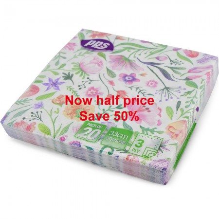 PPS 3ply 33cm Paper Napkins Flowers