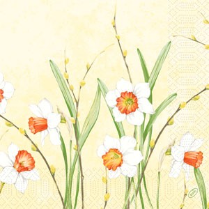 Duni Tissue Design Napkin, 3ply 40cm x 40cm, Daffodil Joy