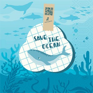 Duni Save The Ocean 3ply 33cm Tissue Napkin