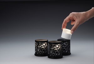 Twine Candle Holder with LED Mini Lamps