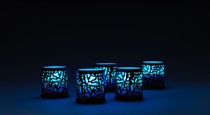 LED Mini Lamps set to Blue withTwine Holder