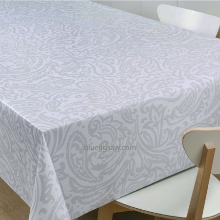 Ornate Grey Wipeclean PVC Tablecloth