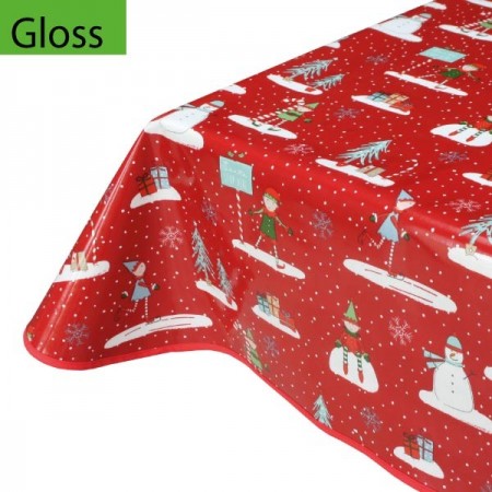 Gloss PVC Oilcloth Tablecloth Red Elf