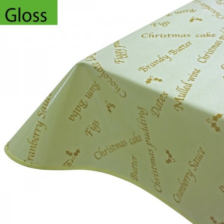 Gloss PVC Oilcloth Tablecloth Christmas Ivory