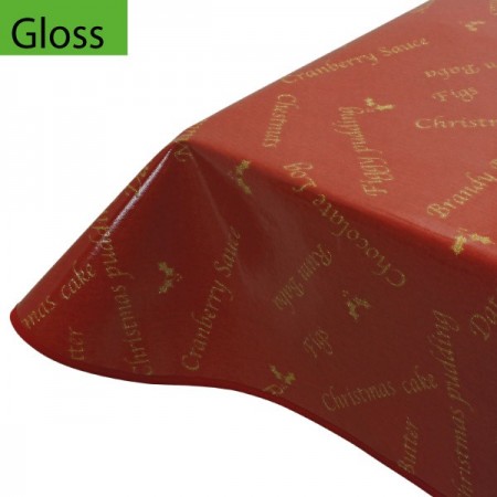 Gloss PVC Oilcloth Tablecloth Christmas Burgundy